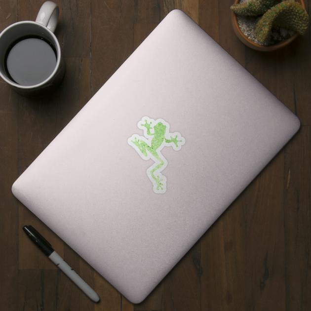 Light green and white swirls doodles frog by Savousepate